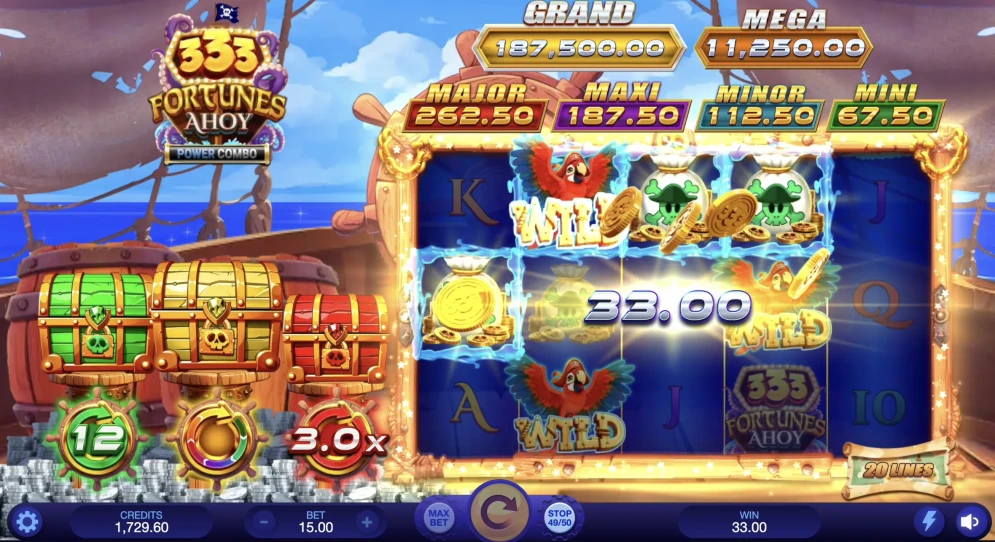 333 Fortunes Ahoy Power Combo Slot